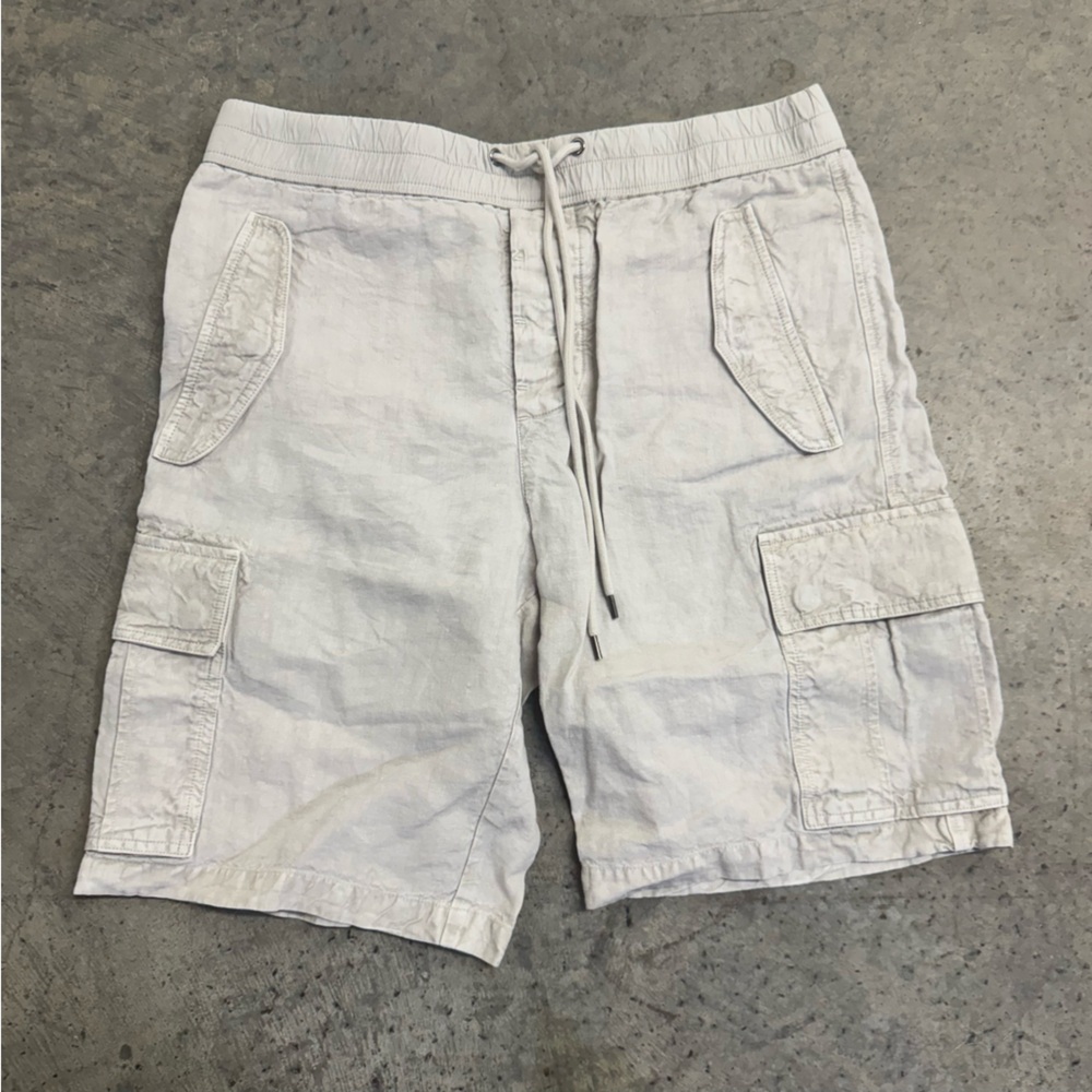 James Perse Men's Linen‎ Cargo Shorts Size 1 Luxury Basics Minimalist Designer